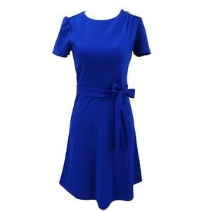 DKNY 4P Petite Royal Blue Short Bubble Sleeve Round neck Sheath Dress NWT b118